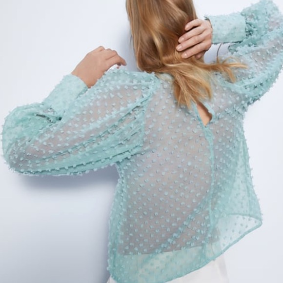 Turquoise see through blouse - Picture 2 of 4